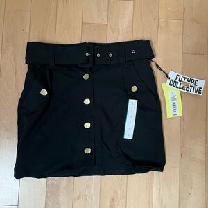 Black Button-Up Skirt with Gold Accents